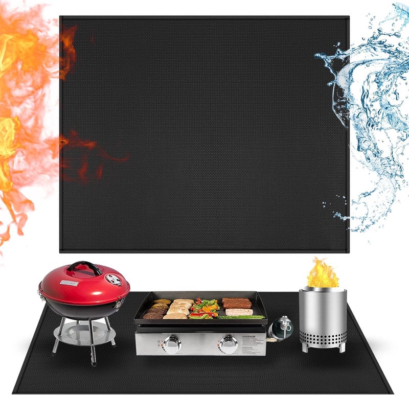Amerbro 36x30in Heat Resistant Grill Mats for Outdoor Grill to Protect Your Prep Table and Outdoor Grill Table - Fire Proof & Water Proof & Oil Proof BBQ Mat - Black (1mm) - Image 1